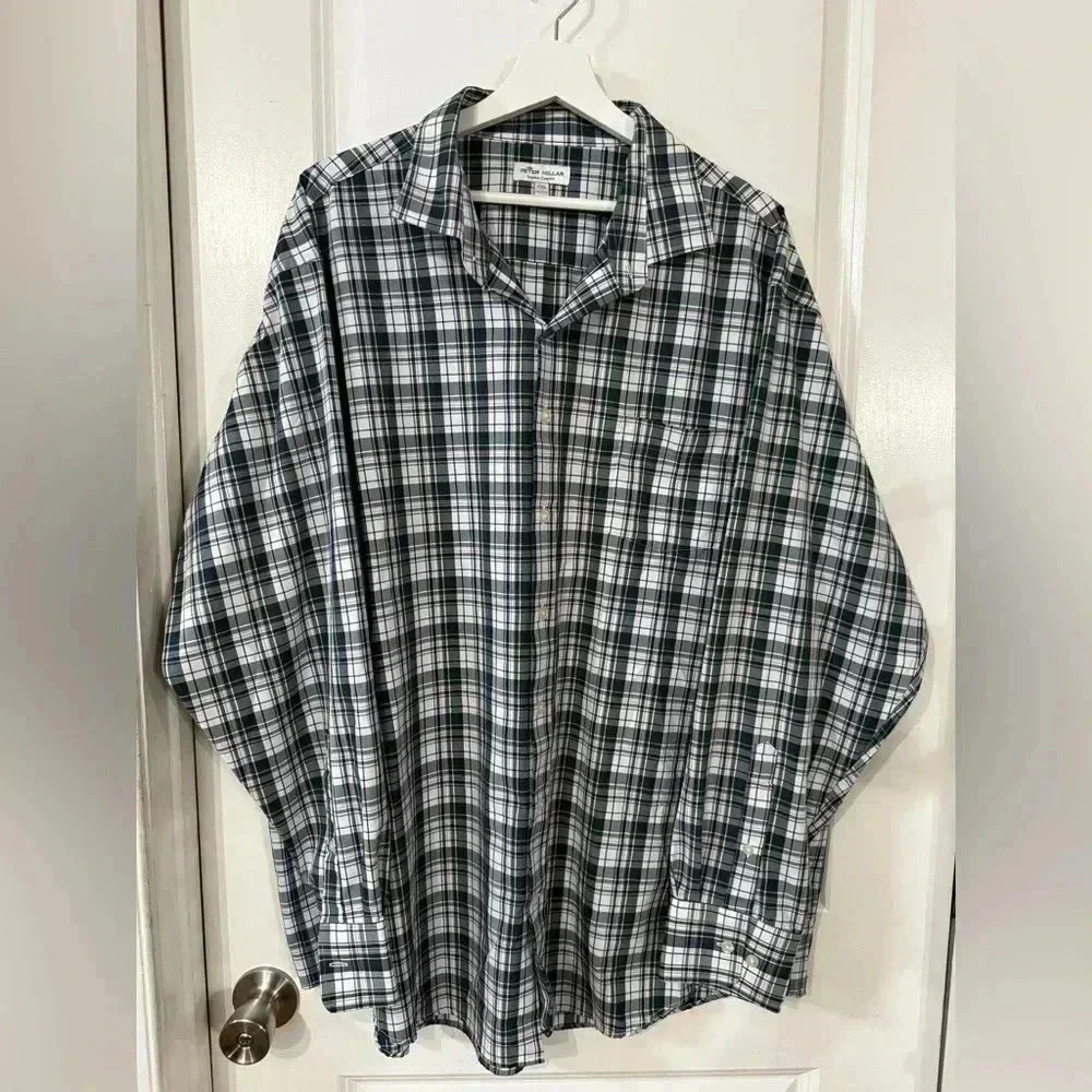 Peter Millar Men’s Summer Comfortable Balsam Plaid Dorton Performance Shirt - Picture 1 of 6